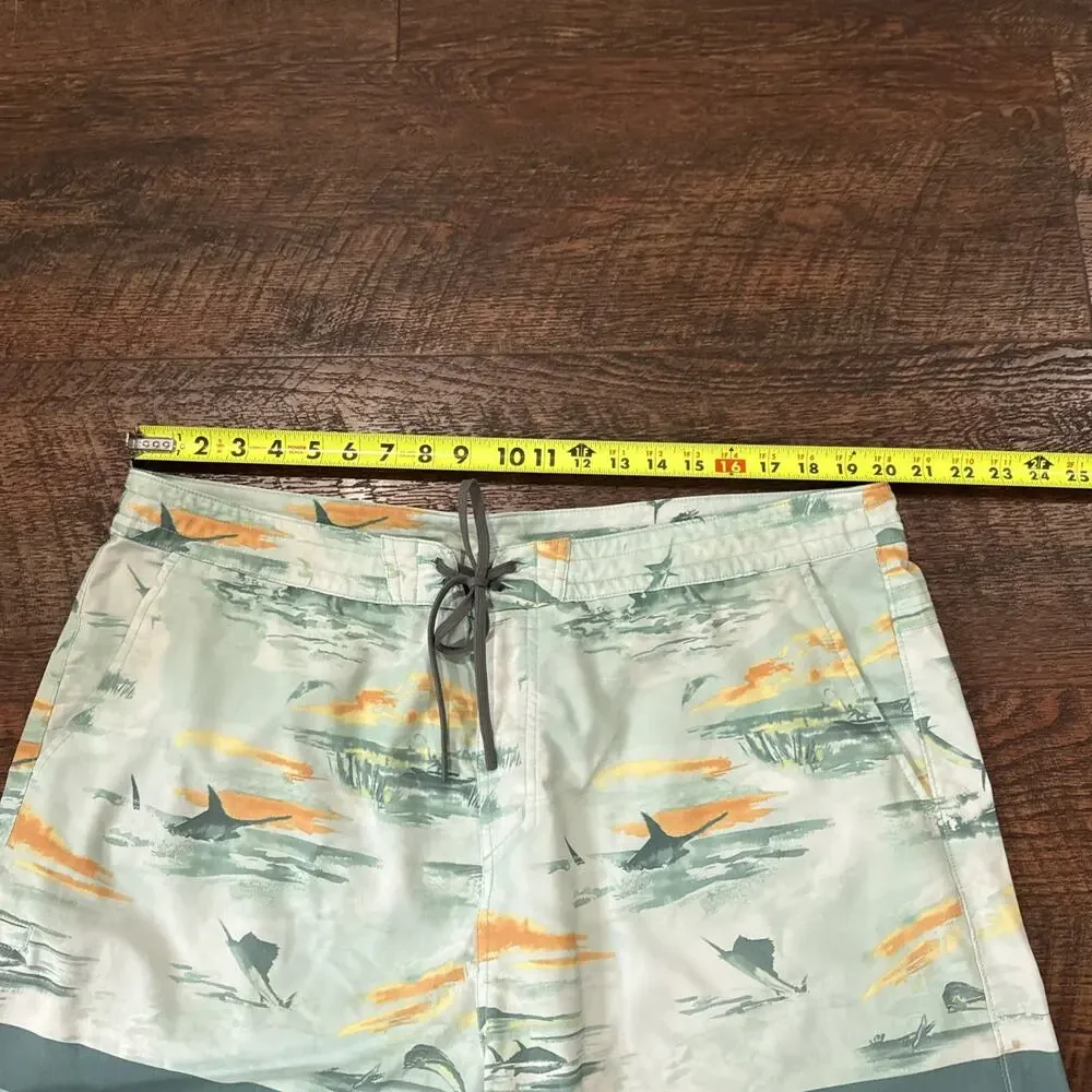 AFTCO Swim Trunks Board Shorts Marlin Dorado Fish Beach Pockets Mens Size 40